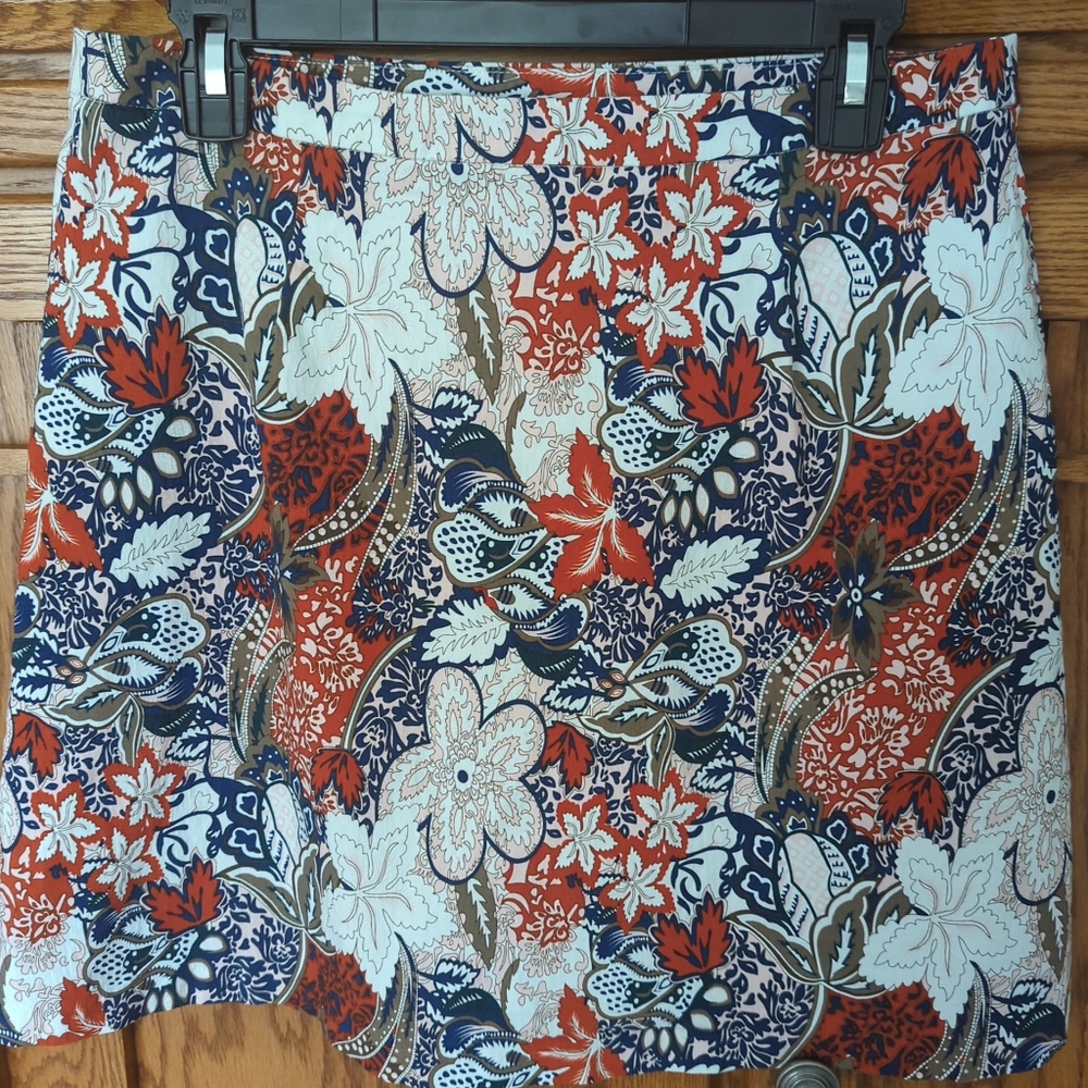 Women's Margaret M Deandra Aline Blue & Orange Skirt Sz. L